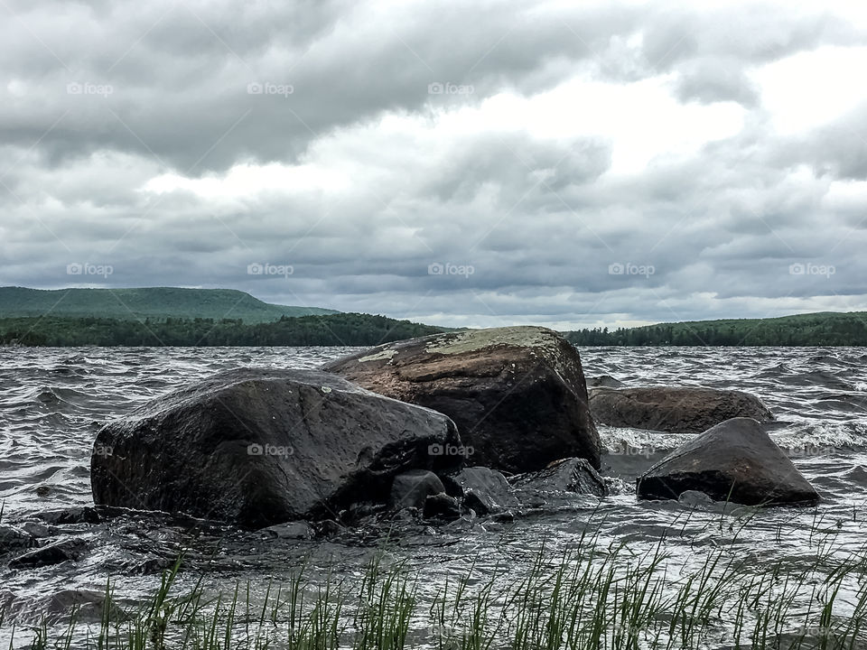 An Adirondack lake in a storm