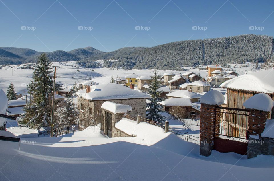 Winter landscape, Ravnogor Village, Bulgaria