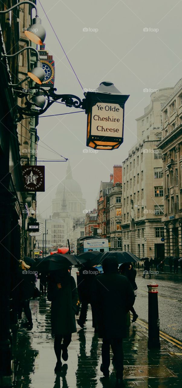 Streets of London,rainy day .