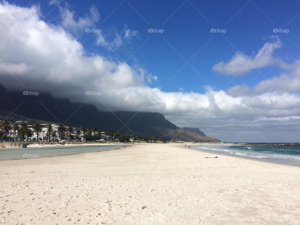 Cloud over the mountain and the beach view