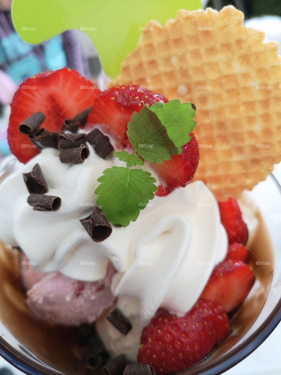 Delicious ice cream with strawberries