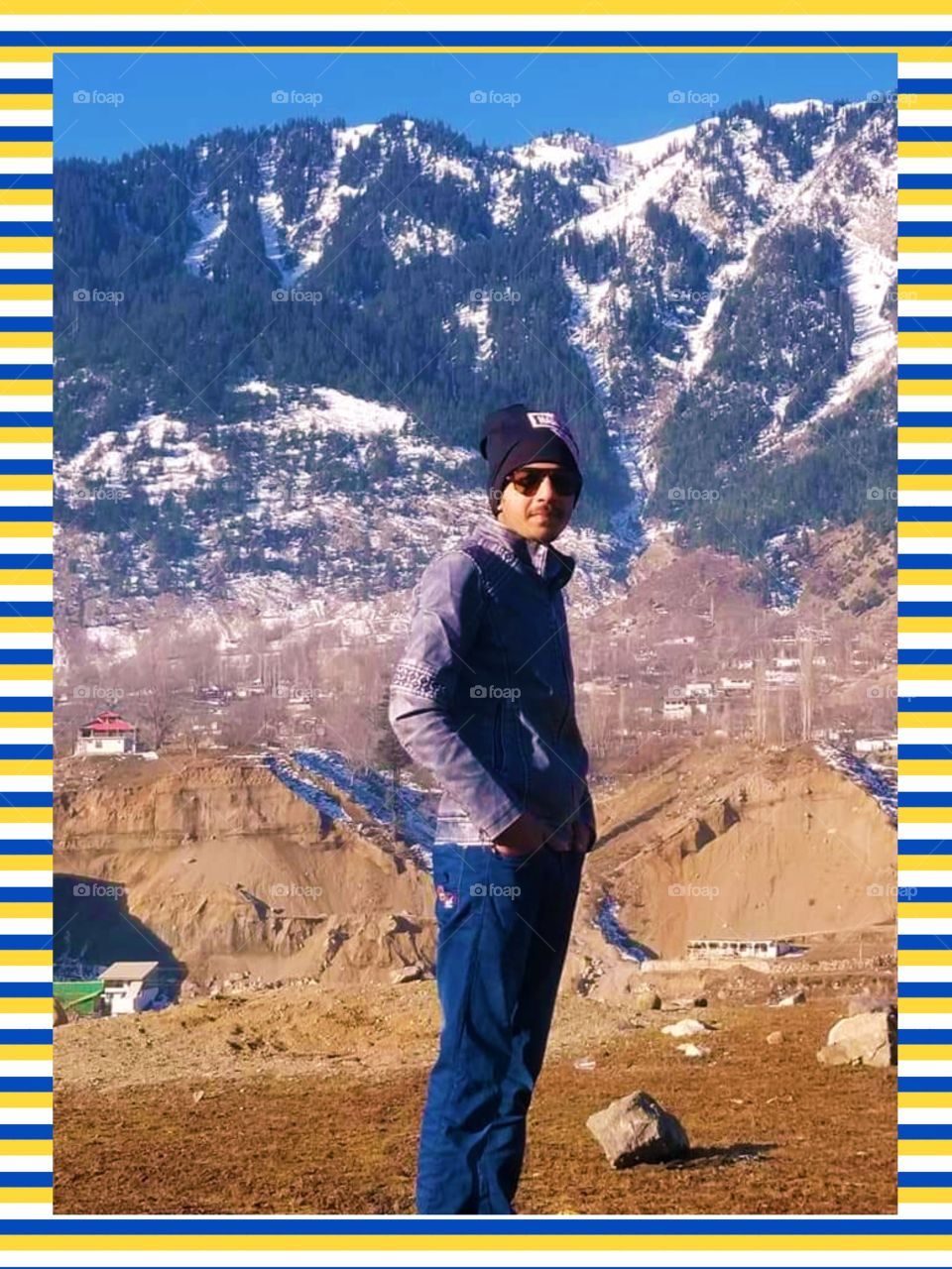 A Far country place. 
where the mountain is in snow.
A gentlemen went there, to have some wonderful experience.