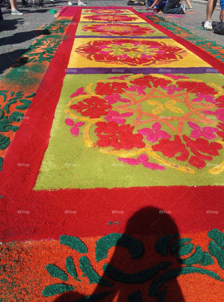 art of flower carpet Semana Santa in Antigua Guatemal