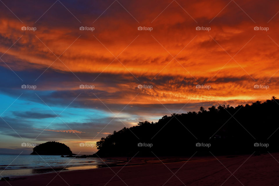 Sunset at Kata beach Phuket Thailand 