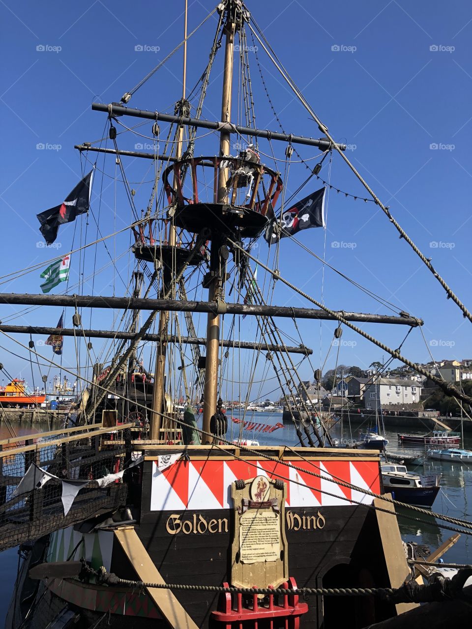 The second of five photos of Brixham, this one features the famous Golden Hind ship, a regular to this harbor.