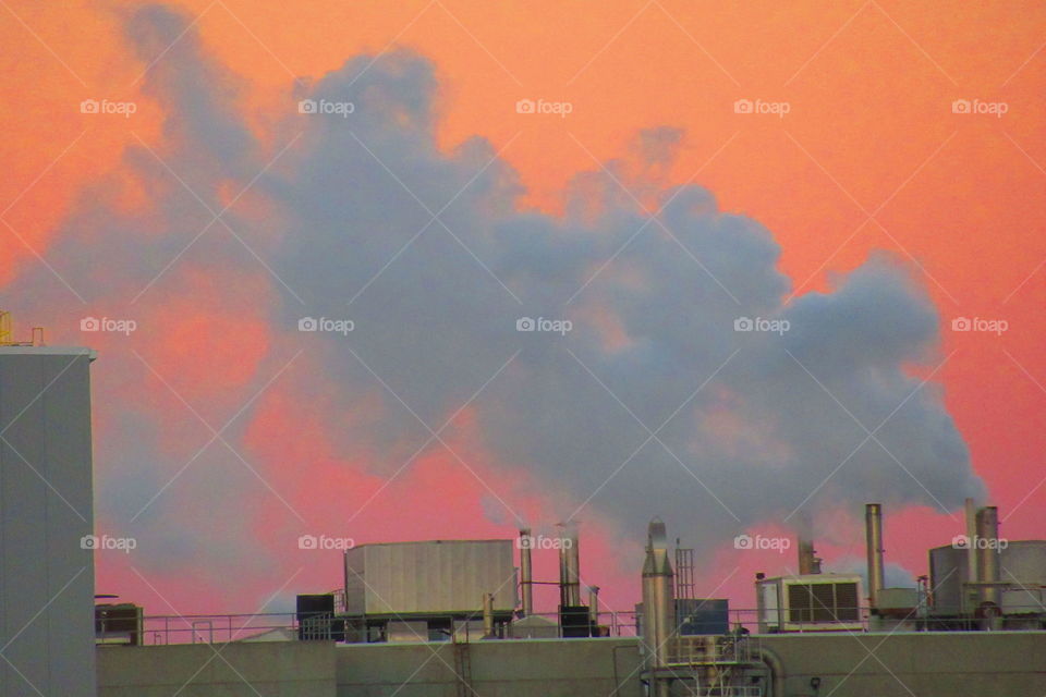 Factory at dusk