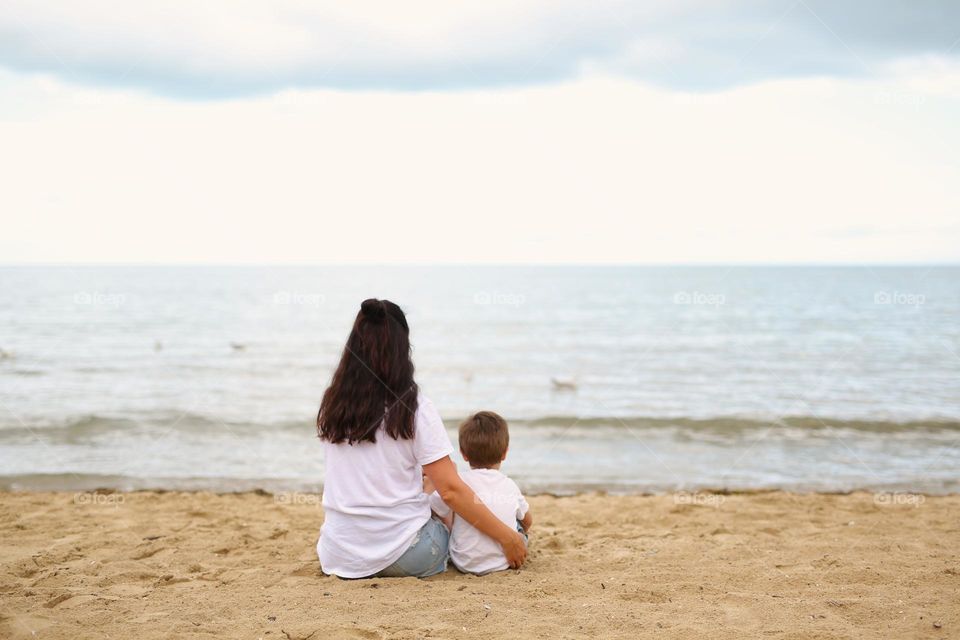 Family in white t-shirt 