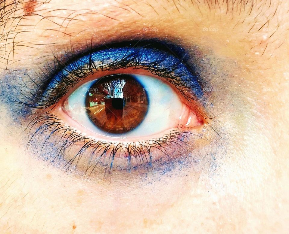 beautiful eye , blue eyeshadow, nice looking