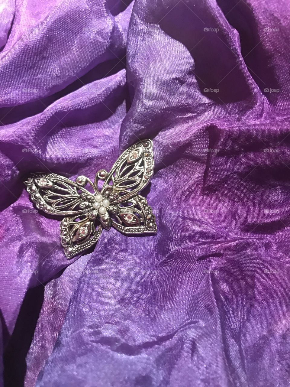 Butterfly on Purple Silk