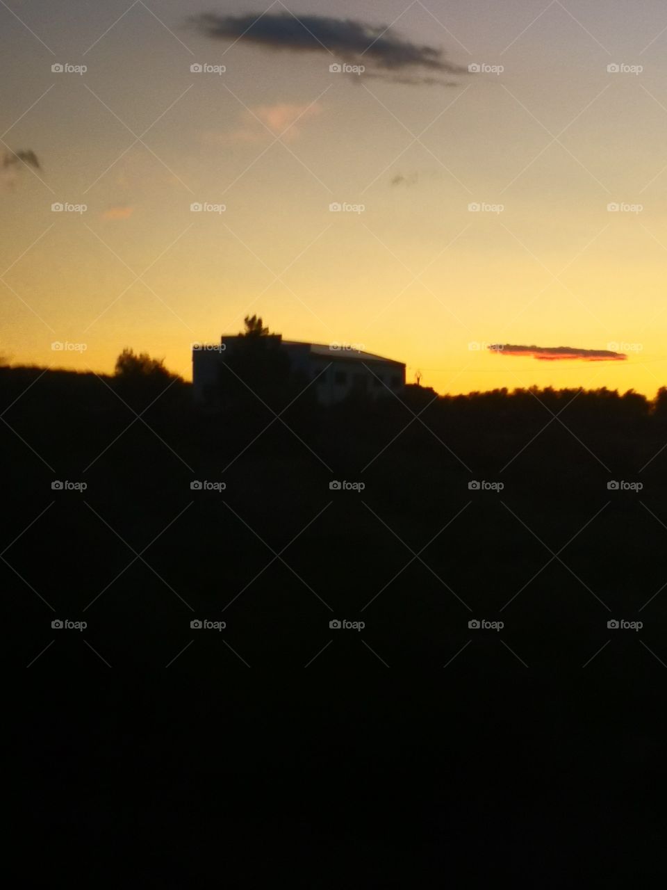 Amanecer bus. Edificio