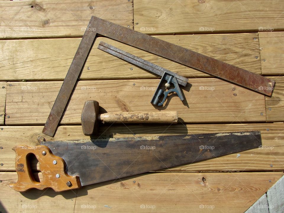 High angle view of tool on table