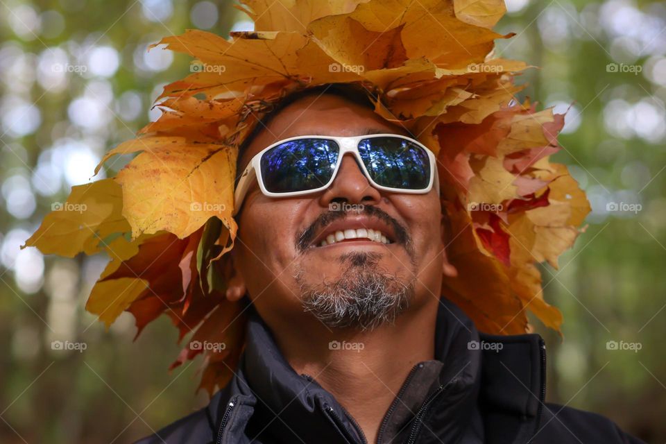 Middle-aged man in a funky autumn outfit