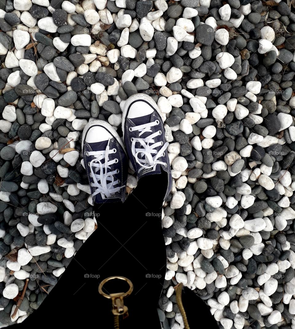 Walk on the stone in the park