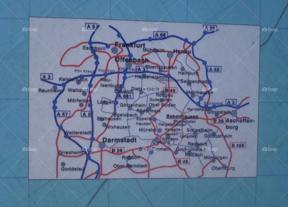 Piece of road map along the way of Germany