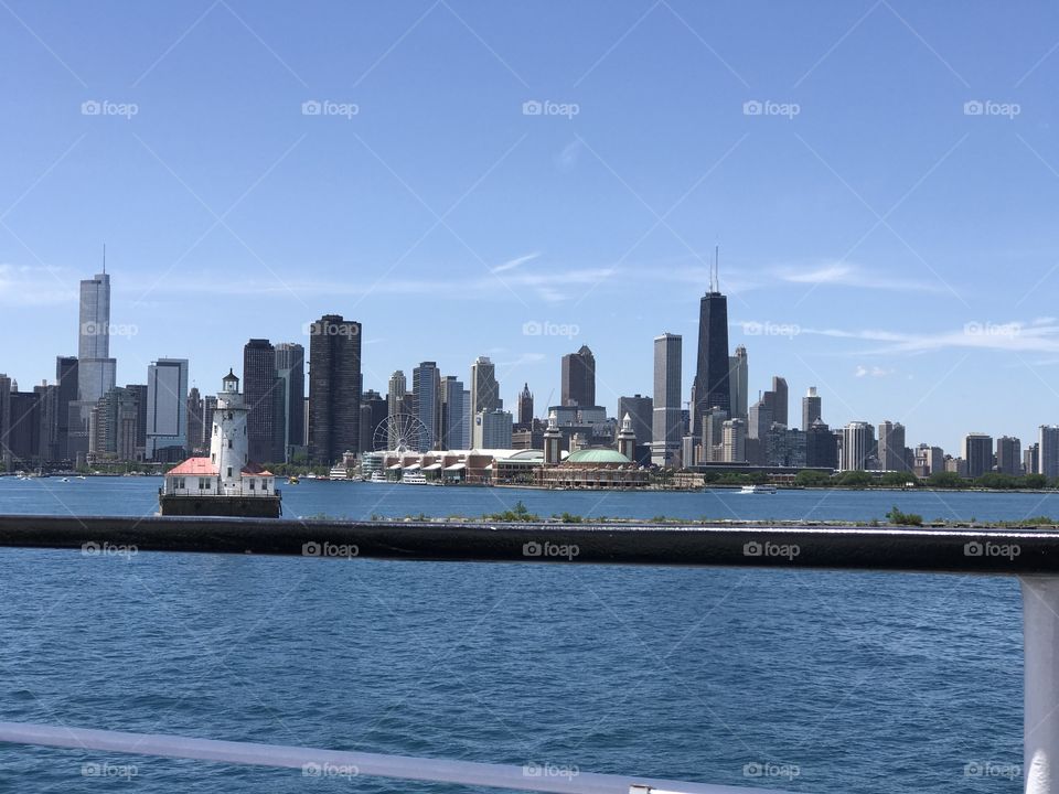 Chicago Skyline onboard a Navy Pier Cruise. 