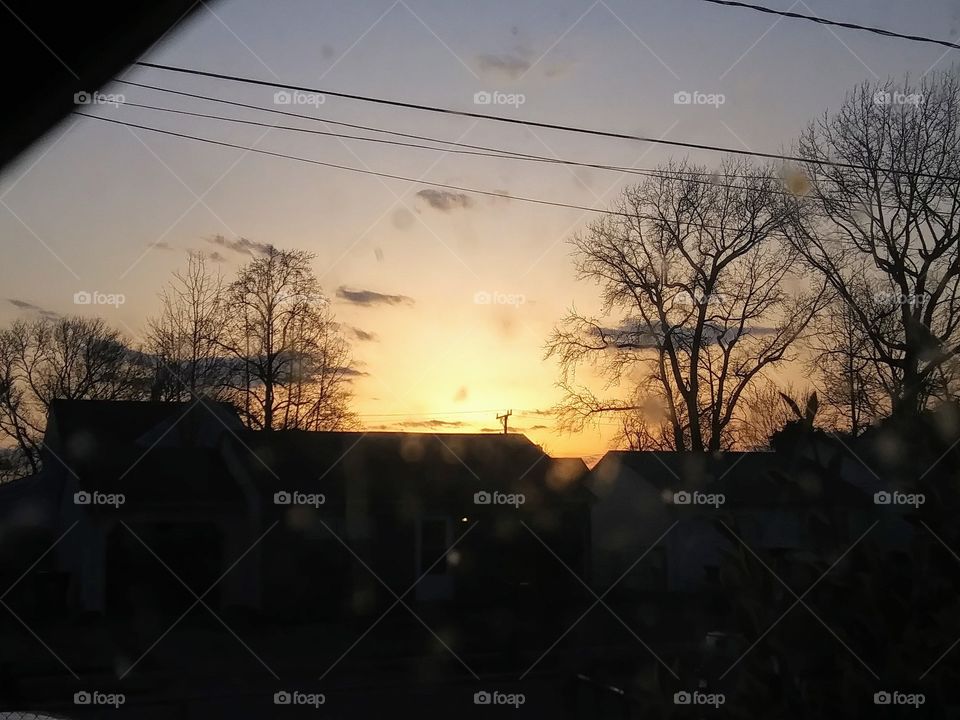 sunset through a window