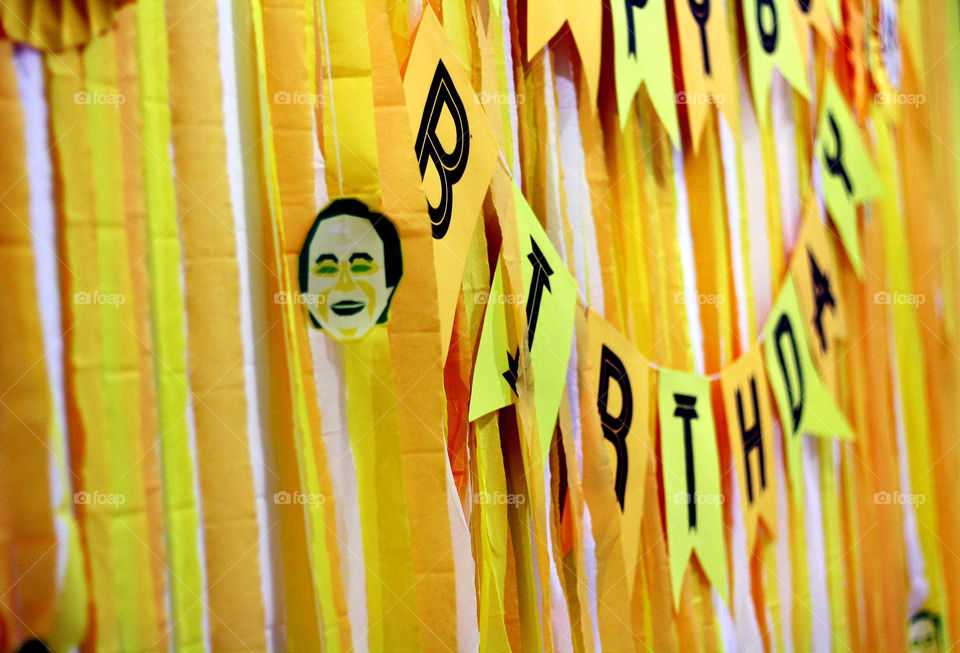 yellow birthday party banner