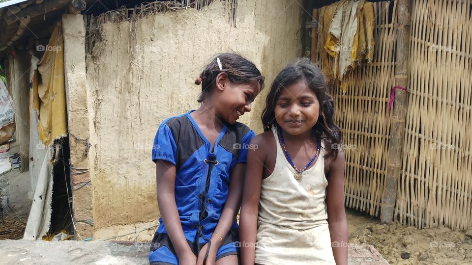 Two cute girl of village