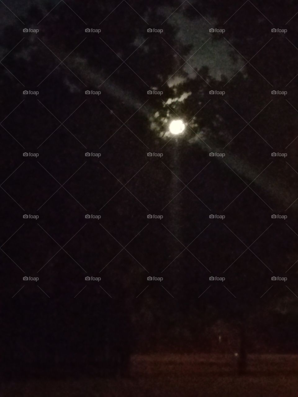 Beautiful moon shining through the clouds