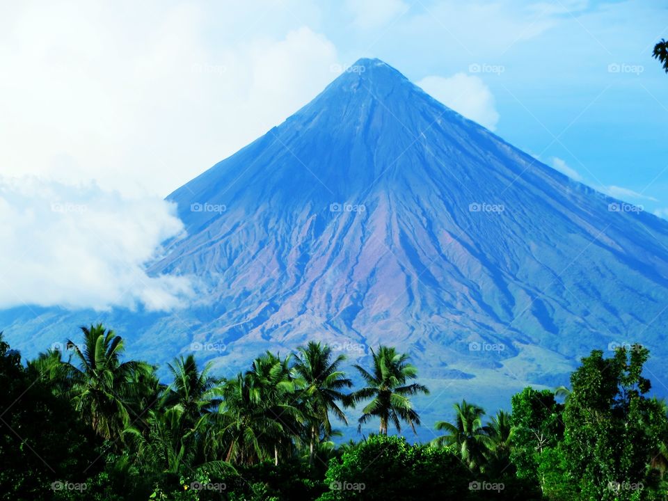The amazing view of Mayon Volcano in front of our home.