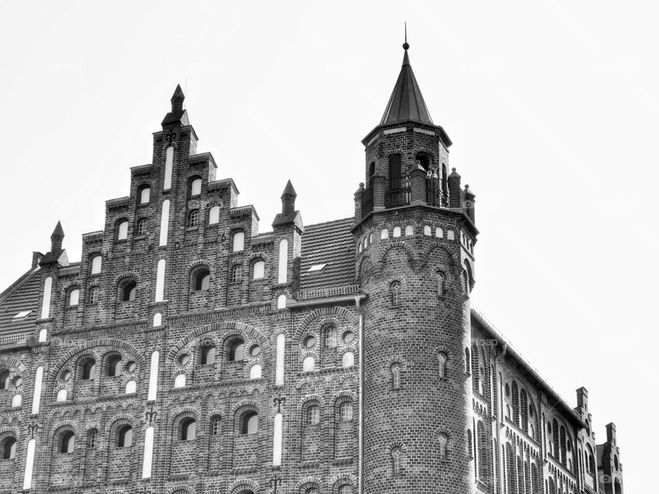 Historic hanseatic architecture in the harbour of Stralsund