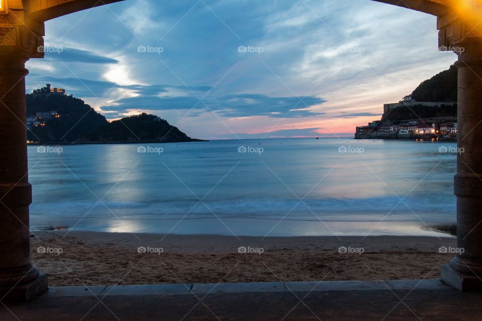 View of beach in San Sebastian, Spain