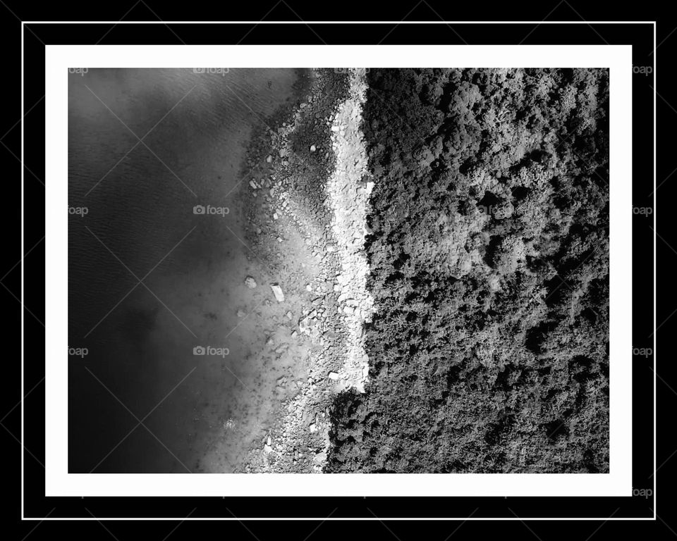 <Water, rocks, trees>