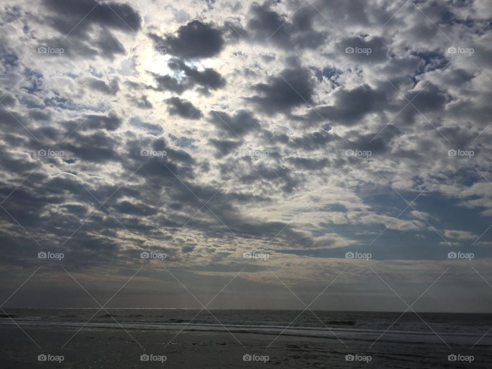 Cloudy Beach Landscape Wide Shot