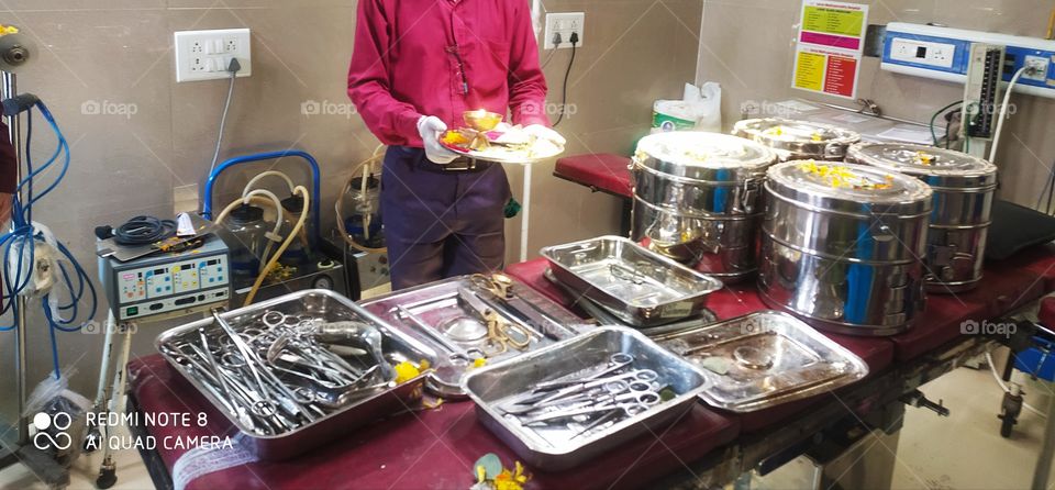 Operation theatre Instruments Puja in diwali Festival