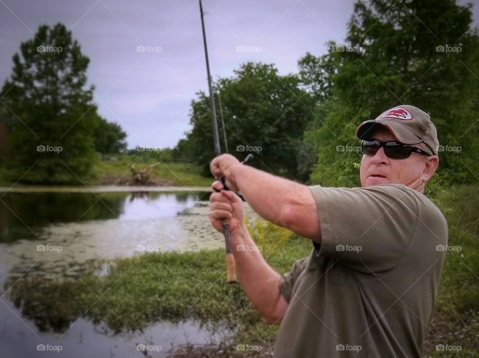 A father fishing