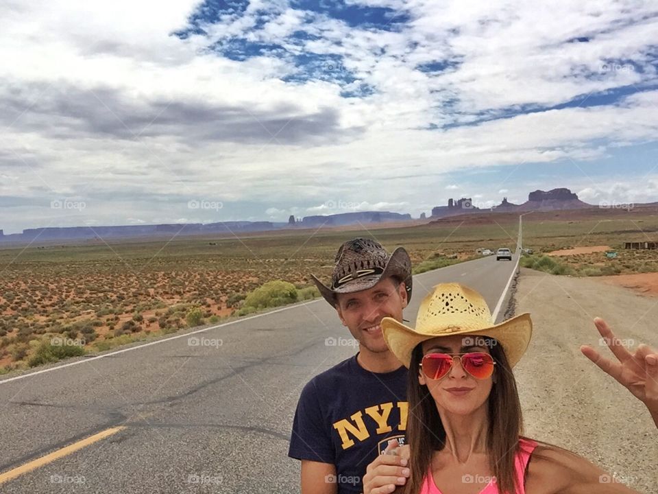 Selfie at the monument valley. Selfie at the monument valley