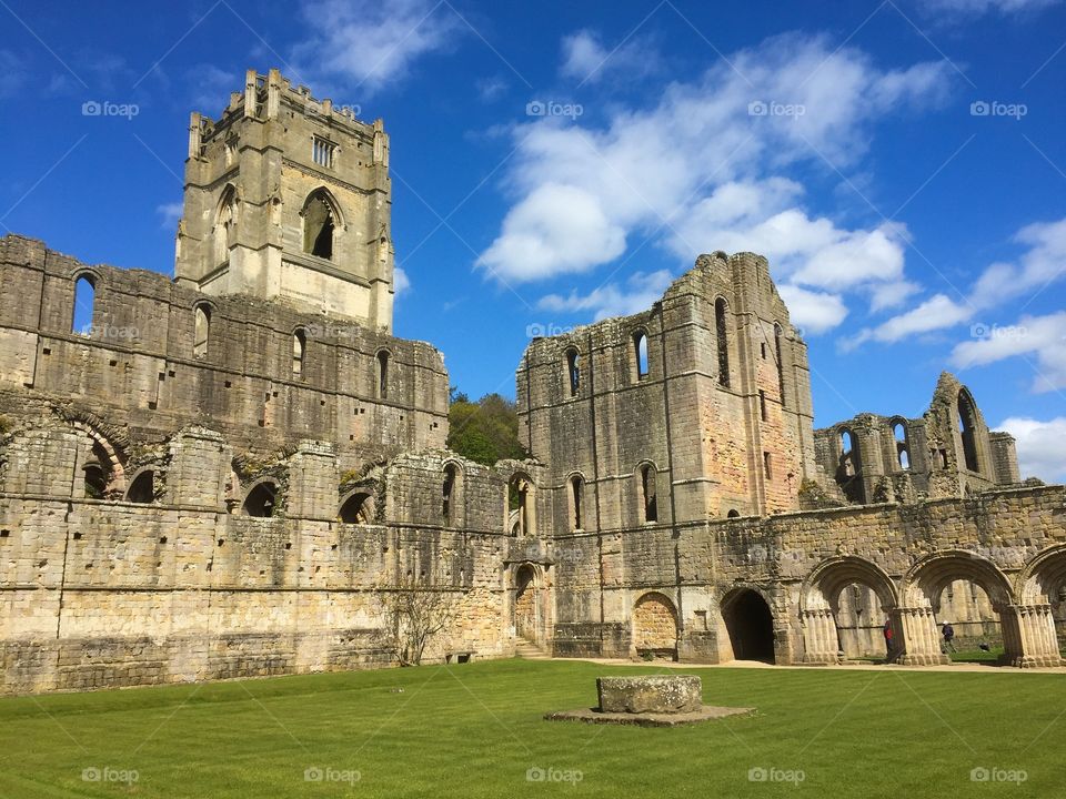The monastic ruins of Fountains Abbey in Yorkshire 