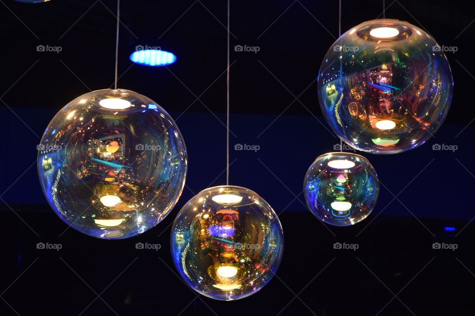 Shiny glass ball decoration with reflections