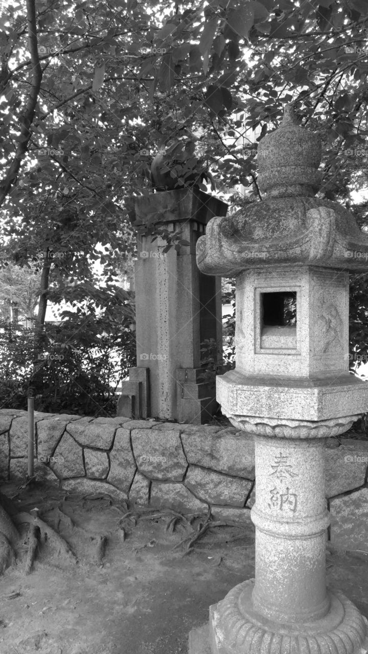 Stone lantern at a Japanese shrine