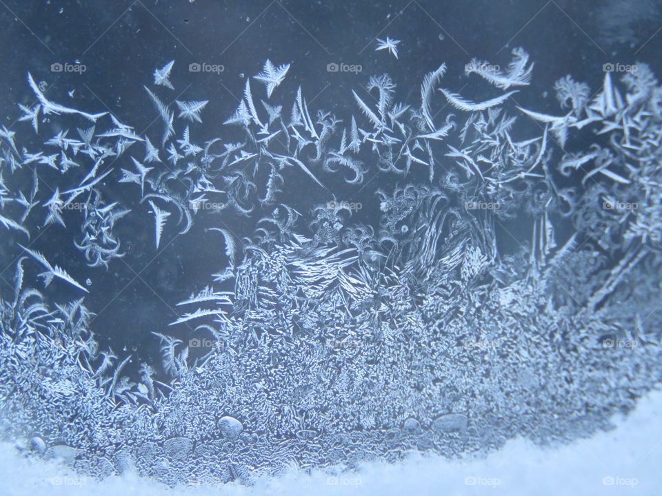 Frost patterns on a window. 
