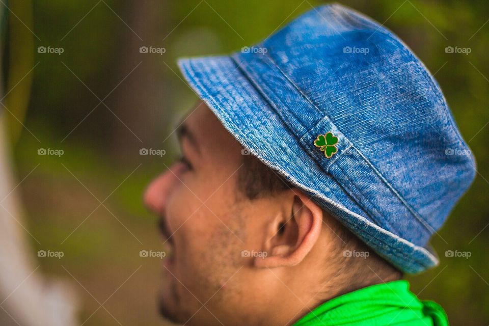 Smiling man. Summer hat