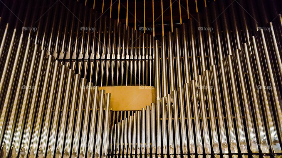 Organ in the church in Turin in Italy