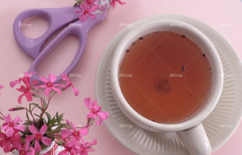 Elevated view of herbal tea