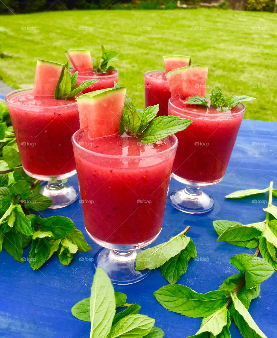 Refreshing watermelon juice  served in my garden 