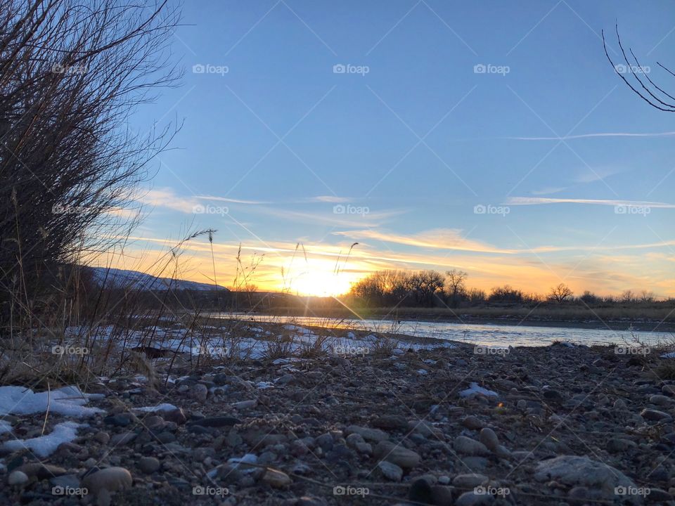 Sunset on the North Platte River in Casper, Wyoming
