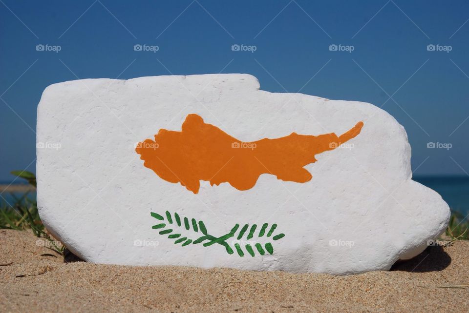 Cyprus flag on a stone