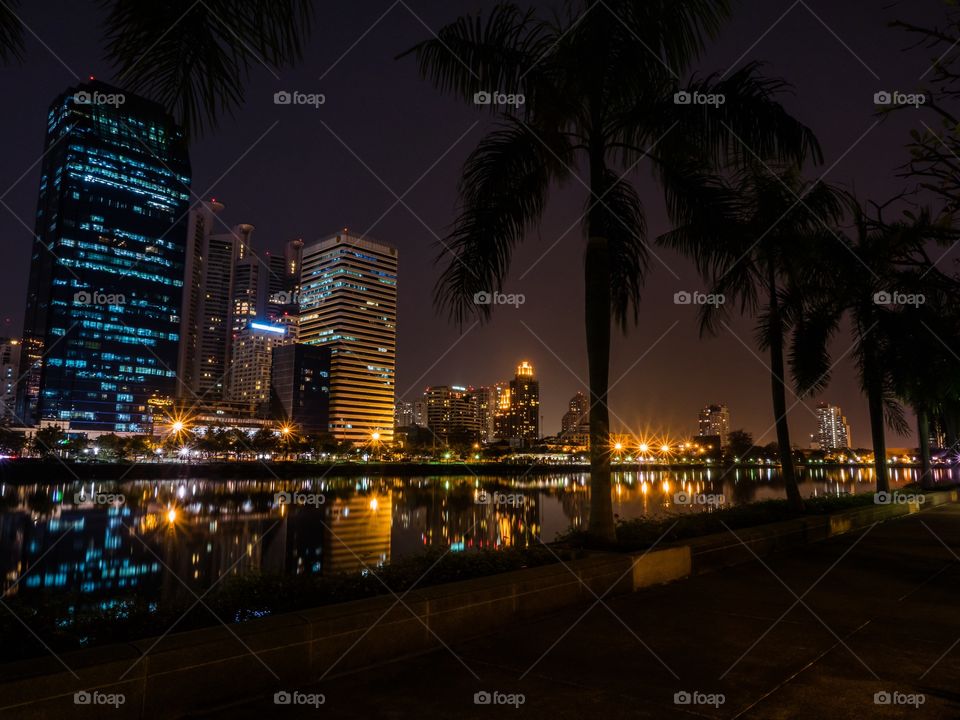 Thailand Park in the City at Night