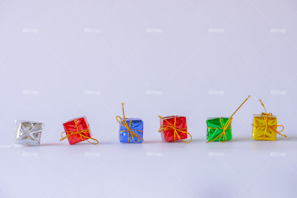 Colorful gift boxes For Festivals on the White Blackground