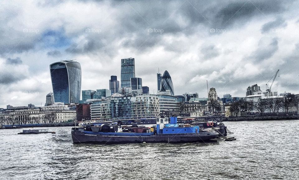 London skyline and Thames river