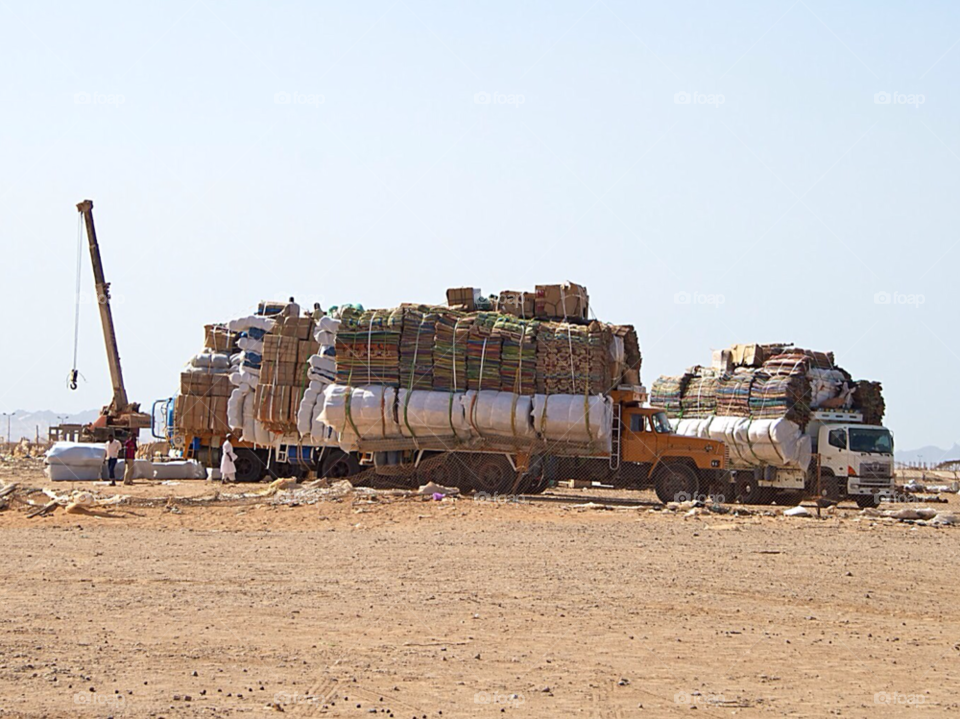 trucks egypt border trade by KathOnEarth