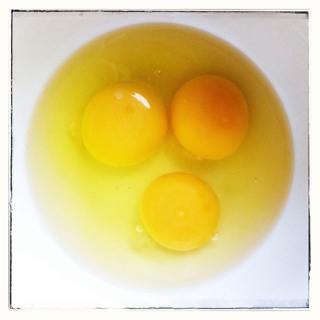 Three cracked eggs