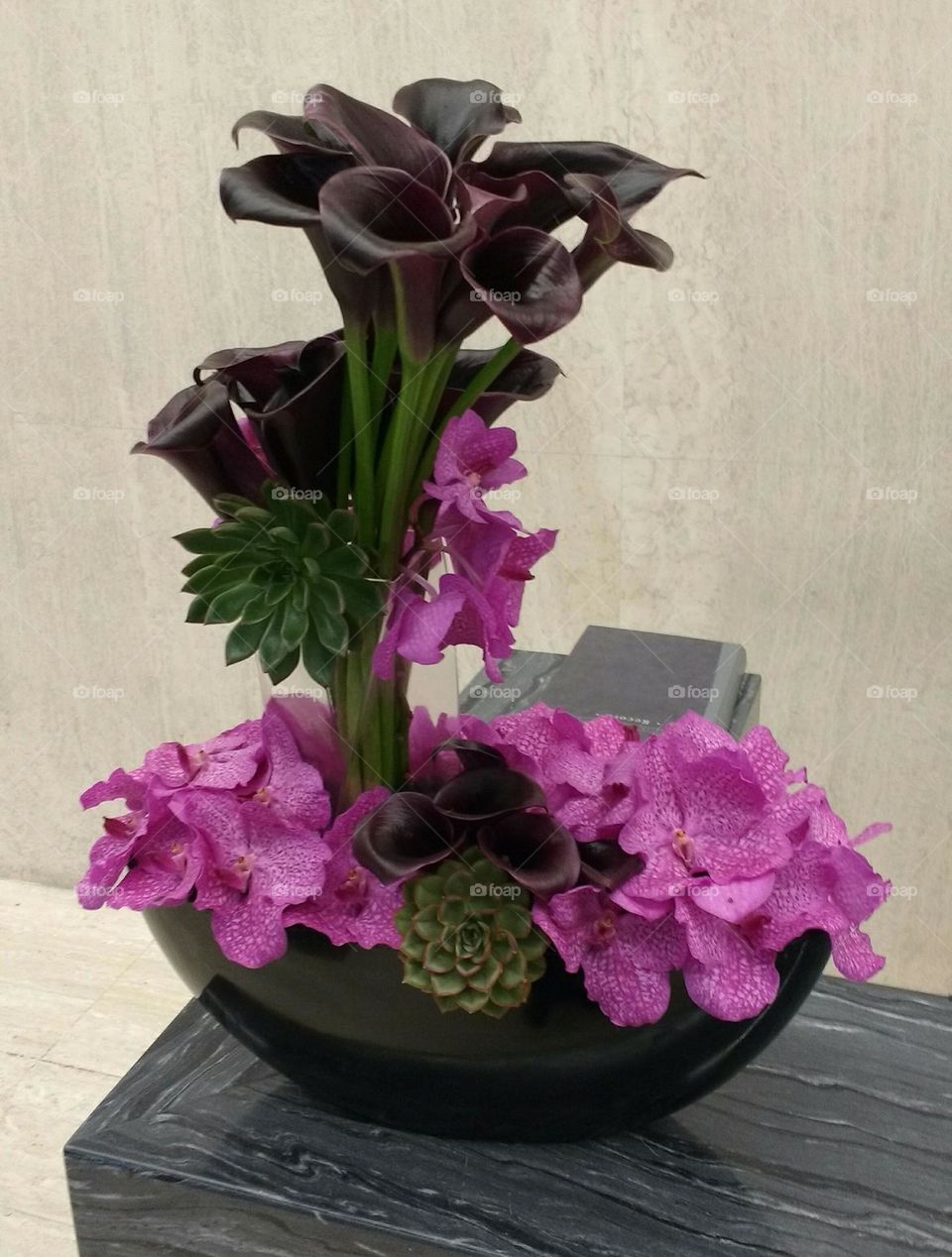 Deep Purple and Lighter Purple Flower Arrangement
