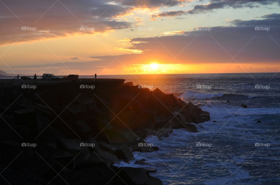 sunset at the Oceanside tenerife island