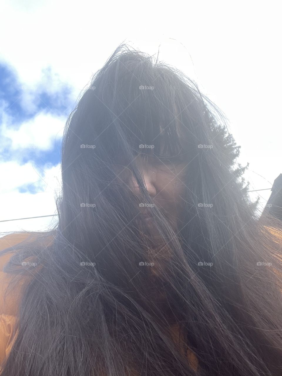 Windy with long hair 