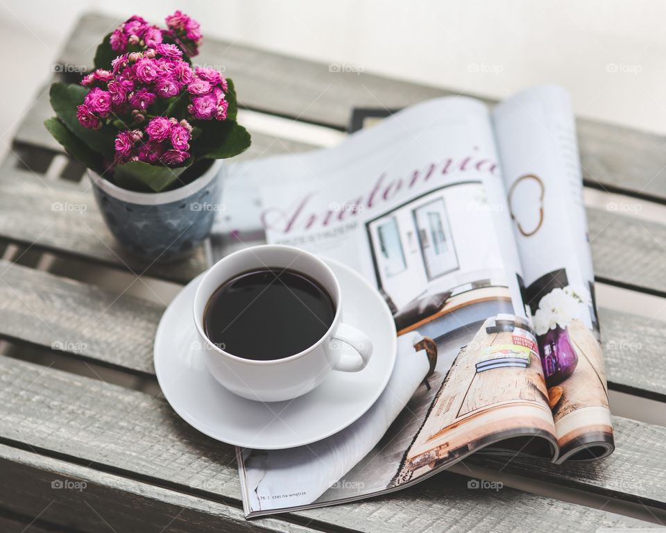 High angle view of black coffee